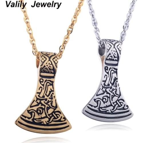 Gold Thor hammer Pendant Necklace,Stainless steel Norse Magick Mjolnir Pewter Pendant Necklace,23" chain