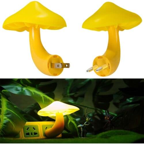 1pc Led Night Light Mushroom Wall Socket Lamp Eu Us Plug Warm White Light-control Sensor Bedroom Light Home Decoration