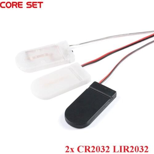 10Pcs Button Battery Holder 2x CR2032 LIR2032 6V With Wire Lead ON/OFF Switch Cover Battery Box Transparent White/White/Black