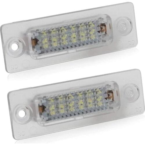 2pcs Canbus 12V 18 LEDs Car LED License Number Plate Lights Lamp For VW Transporter T5 Caddy Touran Golf Passat white 6000k