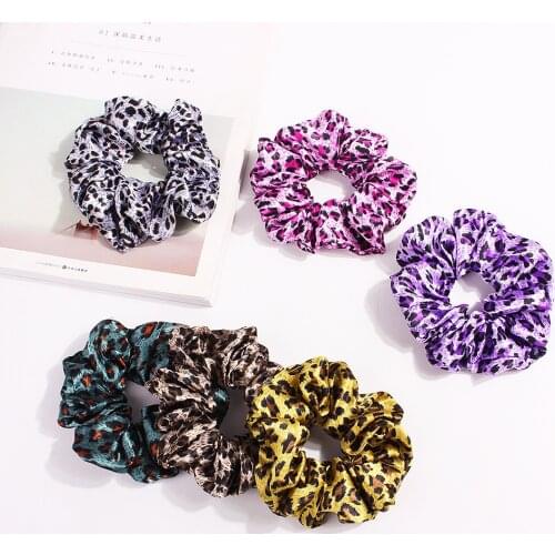 2019 Brand Designs Colorful Leopard Hair Scrunchies Female Fashion Elastic Hair Rope New Ponytail Holder
