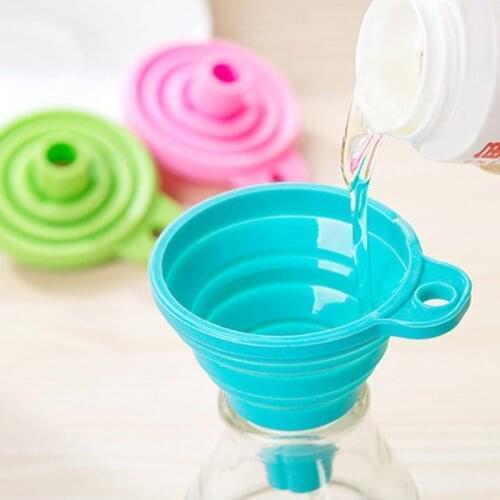 3pcs Mini Foldable Funnel Silicone Collapsible Liquid Funnel Protable Silicone Collapsible Funnel Liquid Kitchen Practical Tools