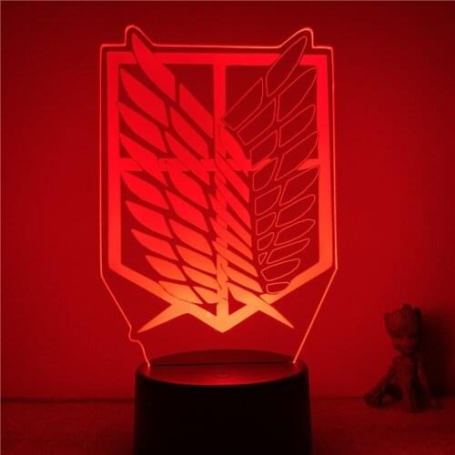 Attack on Titan 3D Lamp Action Figure Wings Of Liberty LED NightLight 7 Colors Touch Table Decor Night Light Gift Model