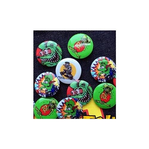 7pcs/lot plastic japan different rat fink rf ratfink mouse badges badge trendy wholesale