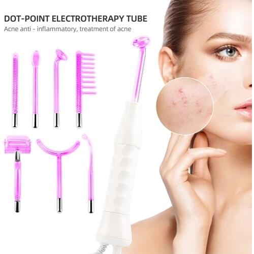 7 in 1 High Frequency Electrode Facial Machine Wand Glass Tube Purple Orange Electrotherapy Spot Acne Remover Anti-Wrinkle SPA