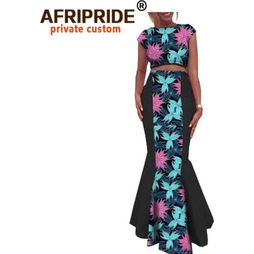 African Clothes for Women Crop Top and Maxi Skirt 2 Piece Outfits for Women Tracksuit Print Skirts Dashiki Ankara Attire A722667