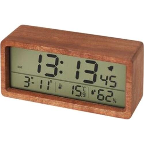 Digital Wooden Alarm Clocks for Bedrooms with LED Large Display, for Home, Office