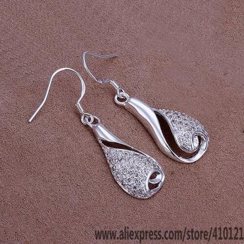 E249 Hot Sale High Quality Silver Color Fine Jewelry,Wholesale Jewelry Elegant Charms Fashion Inlaid Stone Bottle Earrings
