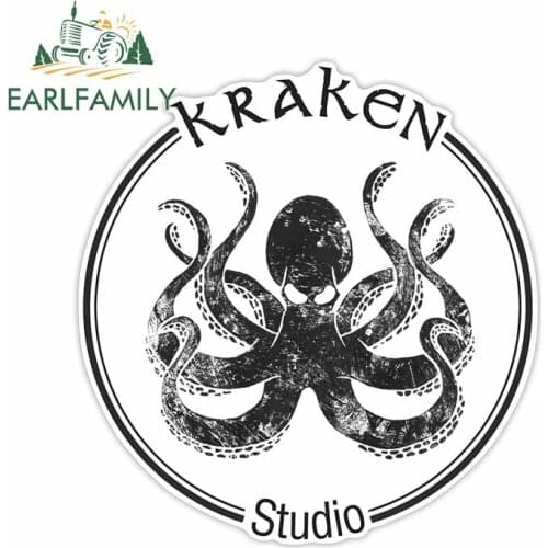 EARLFAMILY 13cm x 12.5cm for Kraken Octopus Logo Studio Anime Personality Car Stickers Motorcycle Decal for Windshield Trunk RV