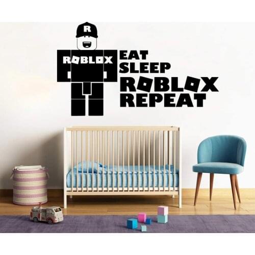 Eat Sleep Roblox Repeat Game Wall Sticker Kids Room Playroom Robot Video Gaming Zone Xbox Ps Wall Decal Bedroom Vinyl Decor