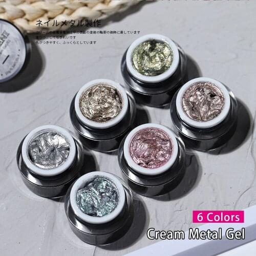 Vendeeni 6 Colors Cream Metal Gel Varnish Nail Polish Draw Painting Nail Gel UV Gel Lacquer Nail Art Design Manicure
