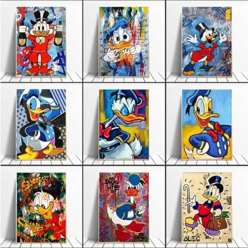 Graffiti Art Funny DisneyDonald Duck Canvas Painting Street Art Poster and Print Wall Art Picture for Living Room Home Decor