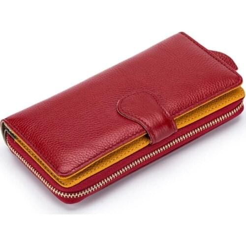 Leather Women Wallets Long Purses Fashion Ladies Zipper Cellphone Wallet Money Card Holder Female Colorful Clutches