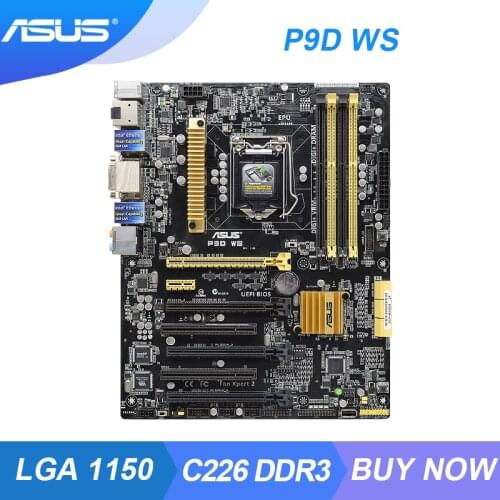 ASUS P9D WS LGA 1150 Intel C226 PC Mining Motherboard DDR3 32GB USB3 Core i7 i5 i3 Xeon E3-1200/12x5 v3 CPU 4×PCI-E 3.0 X16 Slot