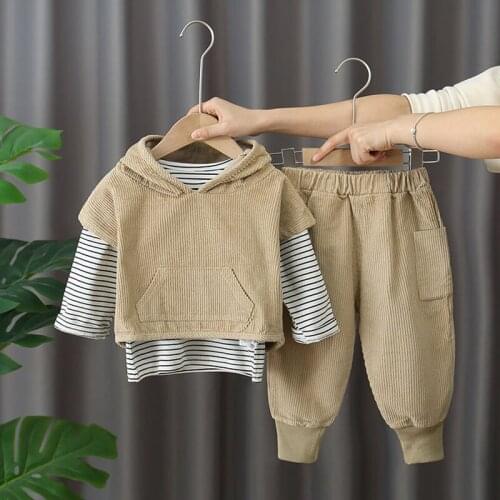 Menoea Autumn Baby Boy Clothes Set Fashion Toddler Sport Suit Children Kids Clothing Striped Splicing Costumes for 1-4 Year Old