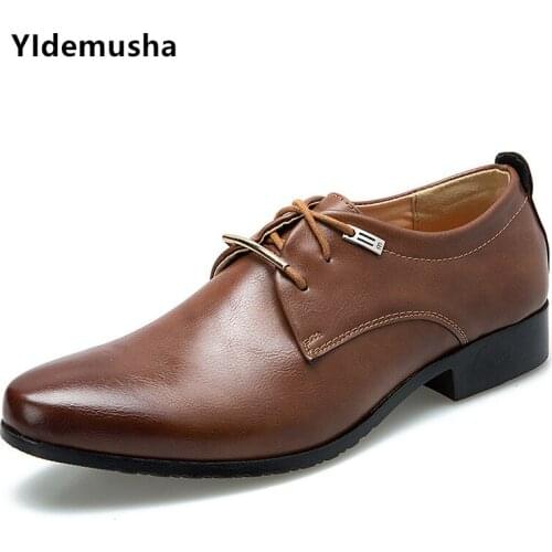 2020 New Fashion Spring Autumn Mens Casual Shoes Spring Autumn Shoes Business Dress PU Leather Lace-Up Shoes Men Dress Shoes