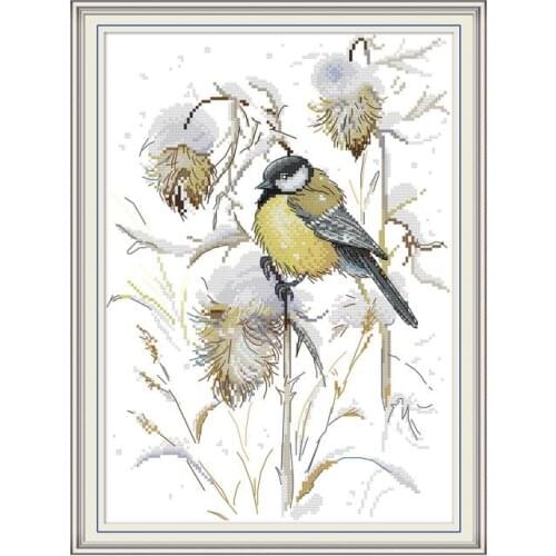 Bird in late autumn cross stitch kit aida 14ct 11ct count print canvas cross stitches needlework embroidery DIY handmade
