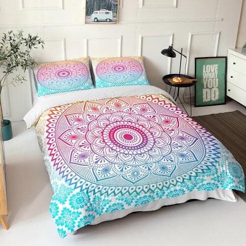 National Style Bohemia 3D Bedding Set Mandala Set Winter Duvet Cover Pillowcase Full Size for Christmas Gifts