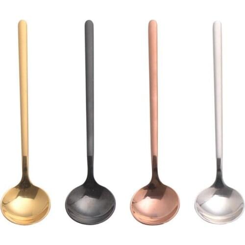 Stainless Steel Spoons 17cm Stirring Round Food Spoons Coffee Scoop Seasoning Spoon Ice Cream Spoons Kitchen Flatware SN3361