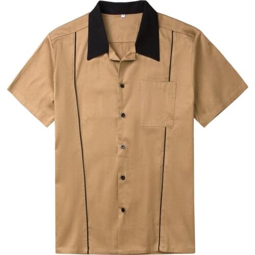New Designs Hot Sale Men Shirt Short Sleeve Casual Slim Fit Hawaiian Mens Dress Shirts Cotton Rockabilly Vintage 50s Club Shirts