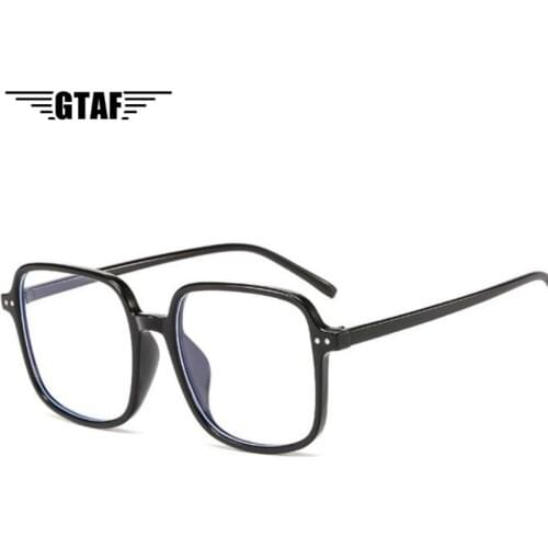 -1.0 to -6.0 Square Oversized Black Eyeglasses Frame Brand Designer Anti Blue Blocking Computer Eyeglass Diopter Myopia Glasses