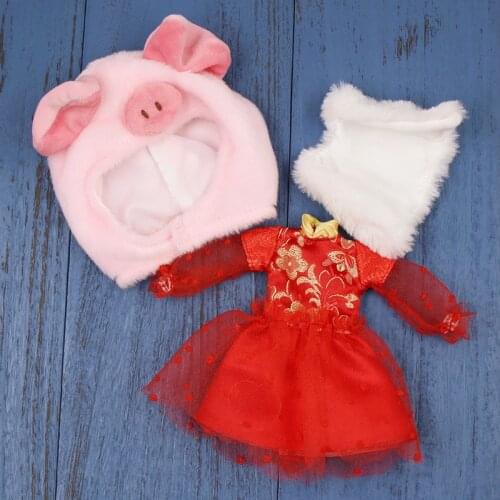 Fortune Days Blyth Icy DBS doll clothes Pig style new year costume suit for 1/6 30cm JOINT body