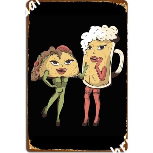 Sexy Taco And Beer Poster Metal Plaque Wall Pub Design Plaques Mural Tin Sign Poster