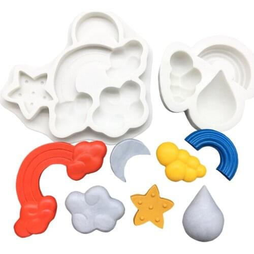 Rainbow Moon Water-drop Cloud Silicone Sugarcraft Mold Cupcake Baking Mold Fondant Cake Decorating Tools