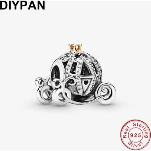 Fit Pandora Bracelet Charm 925 Sterling Silver Original Pumpkin Car Charm Pendant Bangle Silver Jewelry Berloque