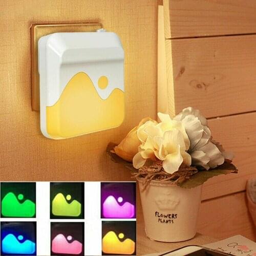 RGB Built-in Smart Light Sensor Turns The lights Dimmable LED Night Light Plug-In Wall Lamp Sensor Control For Staris Bedroom