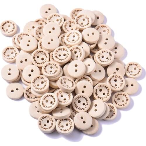 100Pcs/Pack Natural Color Round Line 15/20/25mm 2Holes Wooden Buttons Fit Sewing Scrapbooking Buttons For Craft DIY Mixed Sew