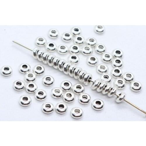 200pcs Tibetan Gold/Silver Oblate Charm Loose Spacer Beads DIY Bracelets Jewelry Findings 2x4.5mm