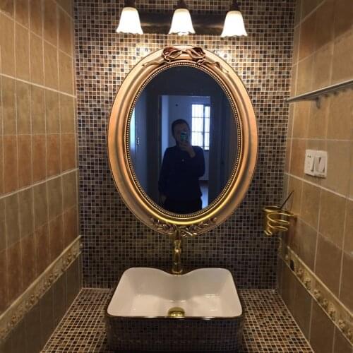 40cmx49cm Wash Basin Makeup Mirror Trumpet Bathroom Mirror European Antique wall decorative mirror for living room