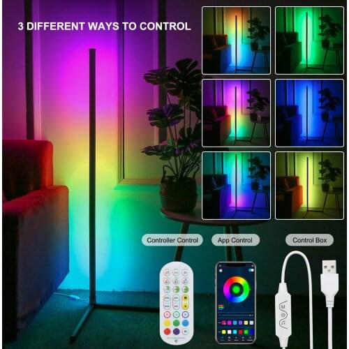 49.2'' Modern LED Floor Lamp RGB Floor Light Colorful Bedroom Dining Room A-tmosphere Lighting Home Indoor Decor Standing Lamp