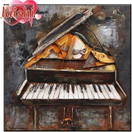 5D Graffiti art, piano diamond painting round diamond embroidery mosaic home decoration pattern DIY handmade new year gift