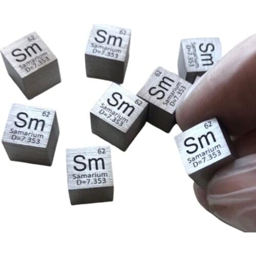 99.95% High Purity Samarium Rare Earth Metal Sm 7.45g Carved Element Periodic Table 10mm Cube