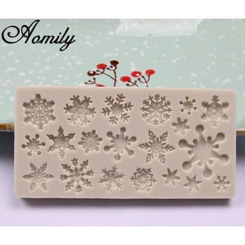 Aomily Snow Flake Shaped 3D Silicon Chocolate Jelly Candy Cake Bakeware Mold DIY Pastry Bar Ice Block Soap Mould Baking Tools
