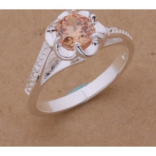 AR091 Fashion Jewelry Silver Color Gifts Popular Rings For Women Lovely Yellow Stone /affaiwma Avxajnea