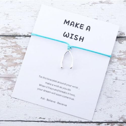 Make A Wish Wish Bracelets Wishbone String Bracelet for Friendship Good Luck Charm Bracelet Wishbone Women Birthday Gift