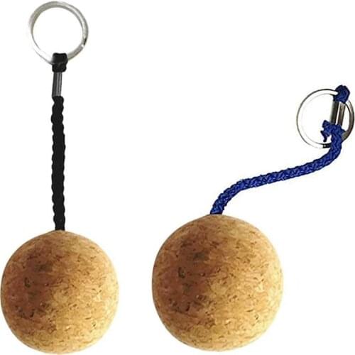 2Pcs 53mm/35mm Cork Ball Keychain Floating Buoy Key Chain Holder for Water Sports Beach Travel Fishing Diving Rowing Boats