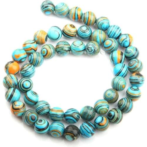 Natural Stone Blue Peacock Beading Ball Shape Loose Spacer Beads For Jewelry Making DIY Necklace Bracelet Accessories