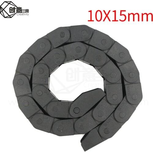 Creativity Transmission Chains 10 x 15mm L1000mm Cable Drag Chain Wire Carrier with End Connectors for CNC Router Machine Tools