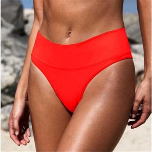 Women High Waist Swimwear Bottom Bikini Panties Vintage Female V Cheeky Swimsuit Briefs Beachwear Bathing Suit
