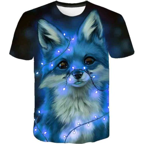 3D funny animal fox T-shirt Harajuku T-shirt men and women T-shirt fashion summer top hip hop T-shirt street wear