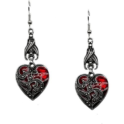 Gothic Mysterious Earrings Jewelry Blood Rose Heart-shaped Angel Pendant Earrings Ladies Retro Earrings