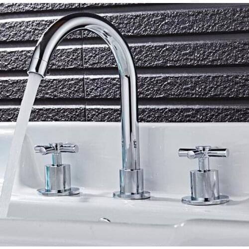 Chrome solid brass construction hot and cold 8' widespread basin faucet bathroom sink tap