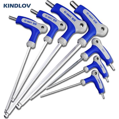 KINDLOV 8Pcs Hex Wrench Set T-Type Allen Key Set Ball Flat Head Double-ended Spanner Household Bicycle Car Repair Hand Tools