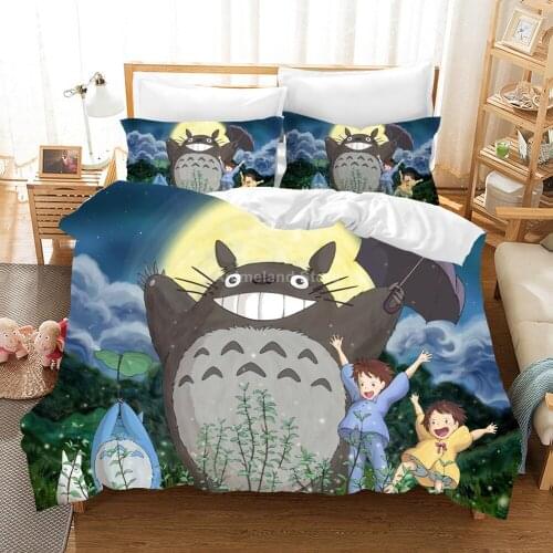 Anime My Neighbor Totoro Bedding Set Cartoon Children Gift Home Decor Bed Linen Quilt Duvet Cover Sets Single Queen King Size