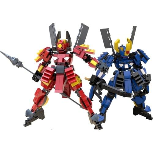 2019 new DIY MOC Building Blocks Red lotus armor blue shooter Samurai Mechs Assembled Building Blocks Model for children gifts
