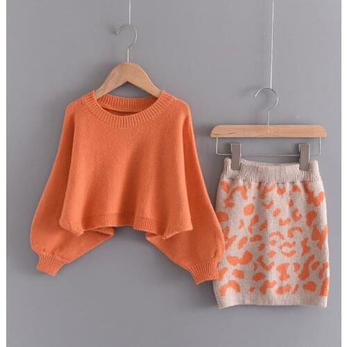 Girls' Foreign Style Online Celebrity Suit Skirt Autumn 2021 New Foreign Style Childrens Baby Sweater Two-piece Tide